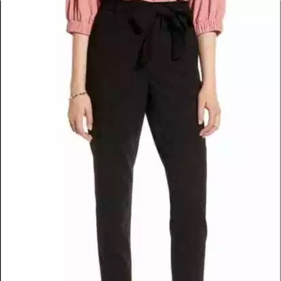Halogen 16P Tie waist twill ankle black pants 8987 - Picture 1 of 9